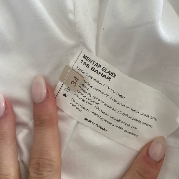 NWT- Mehtap Elaidi White collared Asymmetrical Shirt Dress - Picture 4 of 12